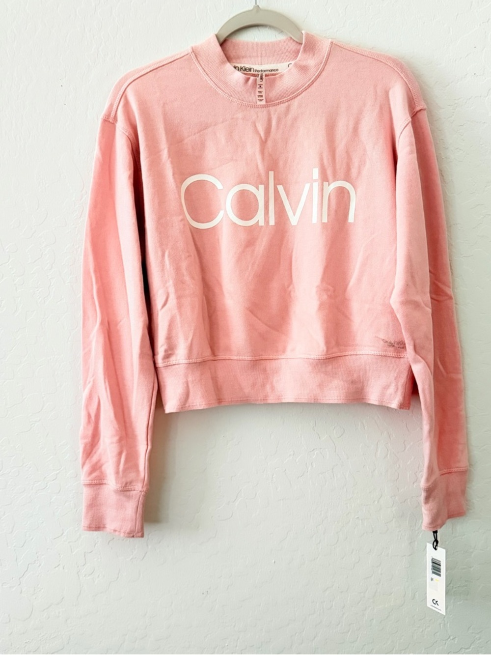 Calvin Klein Soft Pink Cropped Crew Sweatshirt